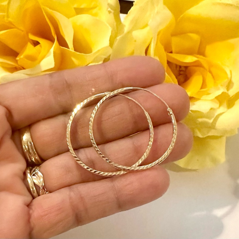 18K Real Gold Hoops Earrings